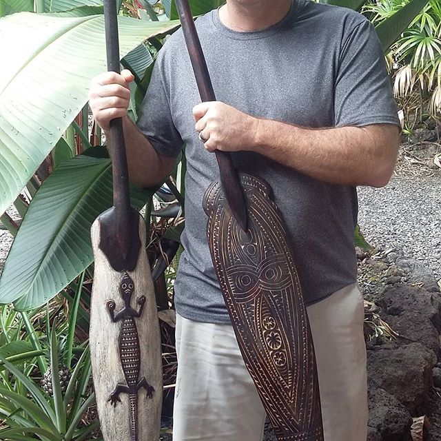 Authentic Hawaiian Koa paddles made by master woodcarver, Tevita 